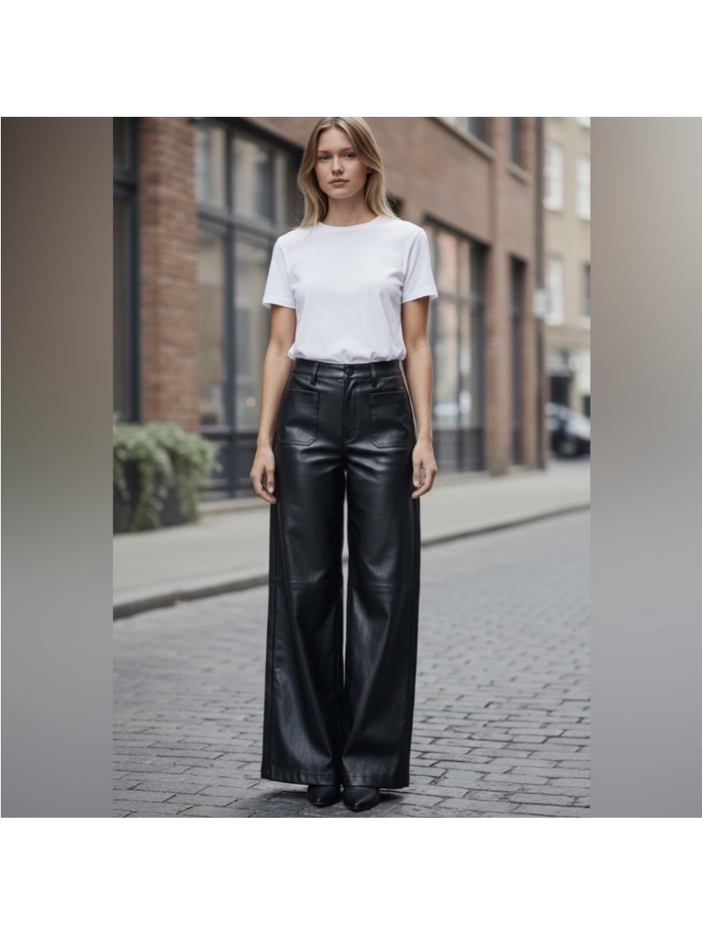 Kut from the Kloth Goldie Hi-Rise Super Flare Wide Leg coated pants - Black 8
